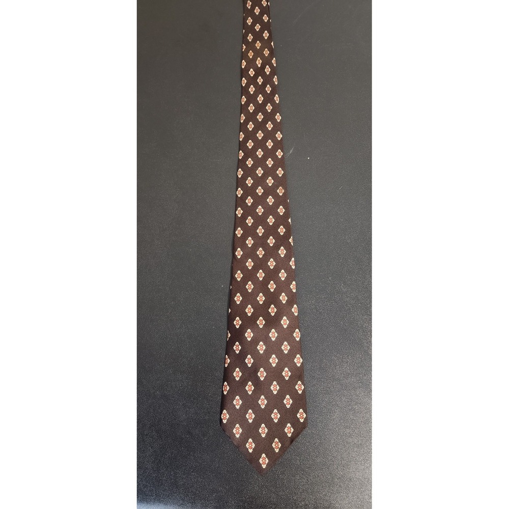 Vintage Sears The‎ Men's Store Brown Diamond Tie Red Accents 57" Long
